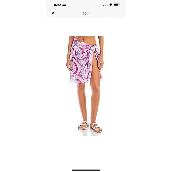 AQUA Swim Printed Cover Up Pareo Women's One Size Pink Swirl Adjustable Tie~ - Picture 5 of 10